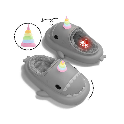 Sharkicks Basic - Invierno, Pantuflas de Tiburón Unicornio, Tacón Abierto